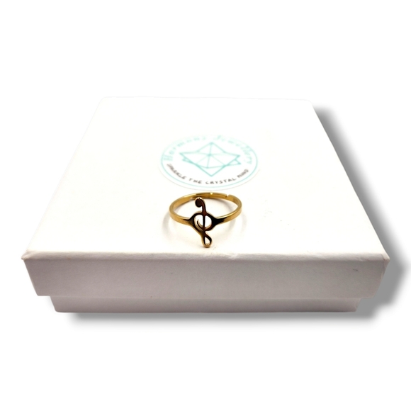 Musical Note Gold Stainless Steel adjustable Ring - Picture 2 of 5